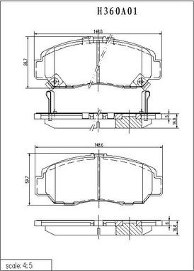 NPS H360A01 - Тормозные колодки, дисковые, комплект autospares.lv