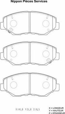 NPS H360A08 - Тормозные колодки, дисковые, комплект autospares.lv