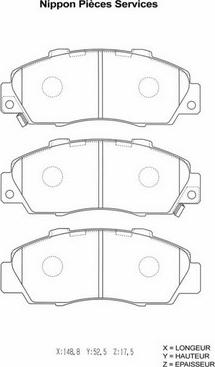 NPS H360A03 - Тормозные колодки, дисковые, комплект autospares.lv