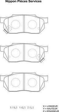 NPS H360A19 - Тормозные колодки, дисковые, комплект autospares.lv