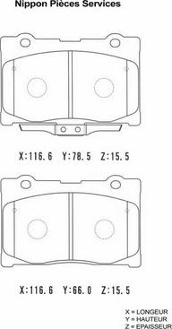 NPS H360A10 - Тормозные колодки, дисковые, комплект autospares.lv