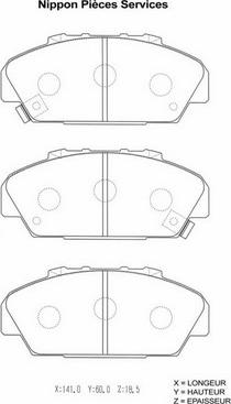 NPS H360A29 - Тормозные колодки, дисковые, комплект autospares.lv