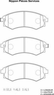 NPS H360I09 - Тормозные колодки, дисковые, комплект autospares.lv