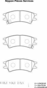 NPS H360I06 - Тормозные колодки, дисковые, комплект autospares.lv