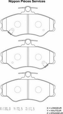 NPS H360I01 - Тормозные колодки, дисковые, комплект autospares.lv