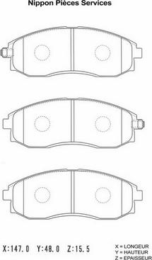 NPS H360I02 - Тормозные колодки, дисковые, комплект autospares.lv