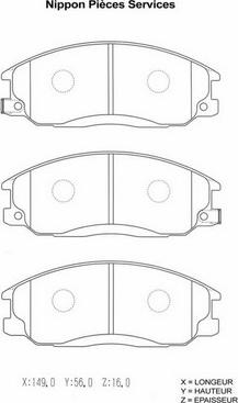 NPS H360I07 - Тормозные колодки, дисковые, комплект autospares.lv