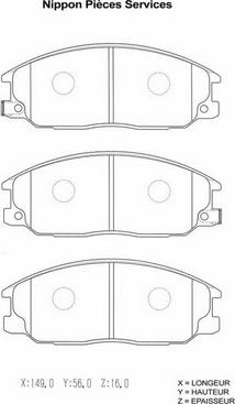 NPS H360I15 - Тормозные колодки, дисковые, комплект autospares.lv