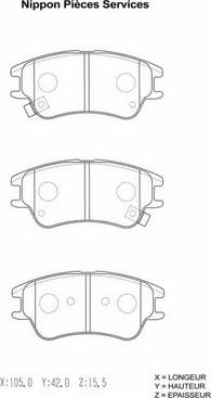 NPS H360I13 - Тормозные колодки, дисковые, комплект autospares.lv