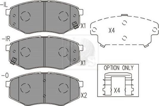 NPS H360I27 - Тормозные колодки, дисковые, комплект autospares.lv