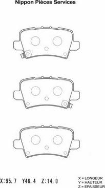 NPS H361A16 - Тормозные колодки, дисковые, комплект autospares.lv