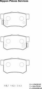 NPS H361A10 - Тормозные колодки, дисковые, комплект autospares.lv