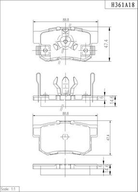 NPS H361A18 - Тормозные колодки, дисковые, комплект autospares.lv