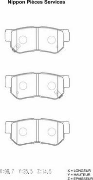 NPS H361I05 - Тормозные колодки, дисковые, комплект autospares.lv