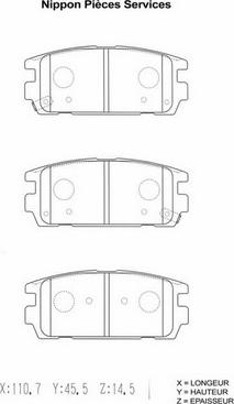 NPS H361I12 - Тормозные колодки, дисковые, комплект autospares.lv