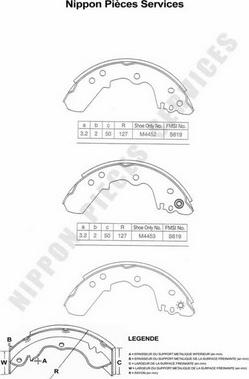 NPS I350U04 - Комплект тормозных колодок, барабанные autospares.lv