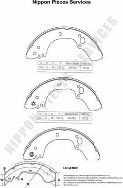 NPS I350U02 - Комплект тормозных колодок, барабанные autospares.lv