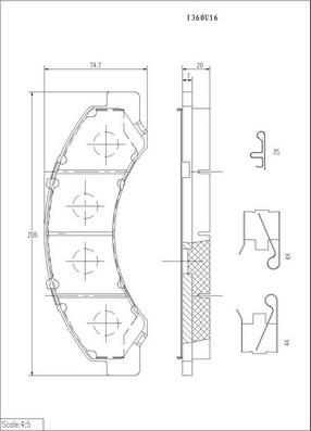 NPS I360U16 - Тормозные колодки, дисковые, комплект autospares.lv