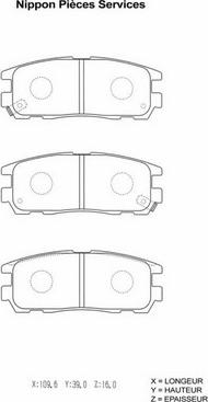 NPS I361U02 - Тормозные колодки, дисковые, комплект autospares.lv