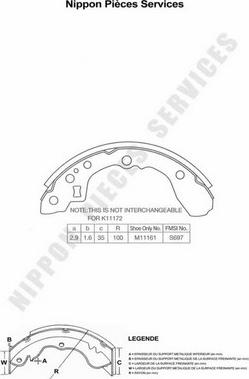 NPS K350A01 - Комплект тормозных колодок, барабанные autospares.lv