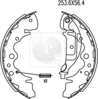 NPS K350A11 - Комплект тормозных колодок, барабанные autospares.lv