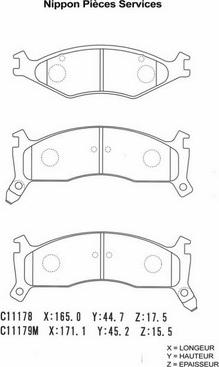 NPS K360A02 - Тормозные колодки, дисковые, комплект autospares.lv