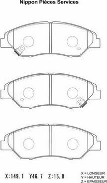 NPS K360A07 - Тормозные колодки, дисковые, комплект autospares.lv