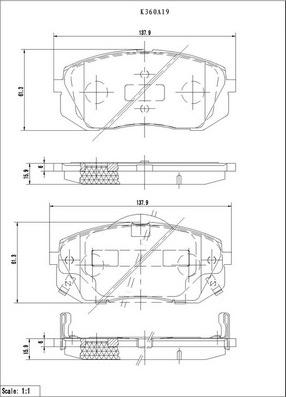 NPS K360A19 - Тормозные колодки, дисковые, комплект autospares.lv