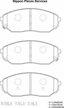 NPS K360A10 - Тормозные колодки, дисковые, комплект autospares.lv