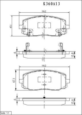 NPS K360A13 - Тормозные колодки, дисковые, комплект autospares.lv