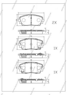 NPS K360A25 - Тормозные колодки, дисковые, комплект autospares.lv