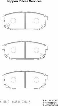 NPS K361A03 - Тормозные колодки, дисковые, комплект autospares.lv