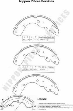 NPS M350A04 - Комплект тормозных колодок, барабанные autospares.lv