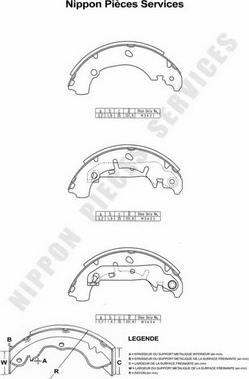 NPS M350A19 - Комплект тормозных колодок, барабанные autospares.lv