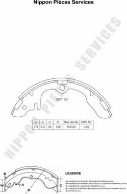 NPS M350A13 - Комплект тормозных колодок, барабанные autospares.lv