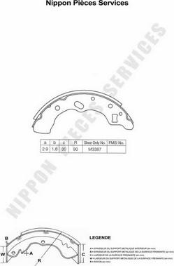 NPS M350A17 - Комплект тормозных колодок, барабанные autospares.lv