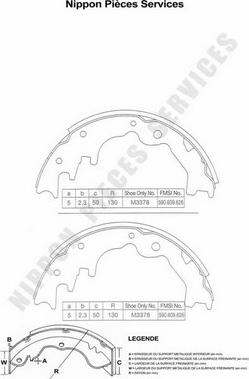 NPS M350A33 - Комплект тормозных колодок, барабанные autospares.lv