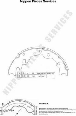 NPS M350A25 - Комплект тормозных колодок, барабанные autospares.lv