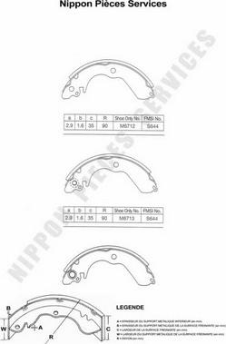 NPS M350I00 - Комплект тормозных колодок, барабанные autospares.lv