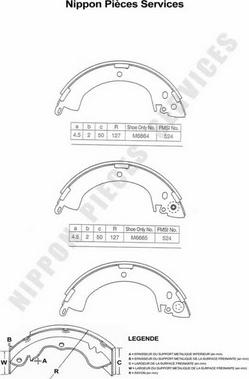 NPS M350I01 - Комплект тормозных колодок, барабанные autospares.lv