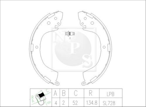 NPS M350I35 - Комплект тормозных колодок, барабанные autospares.lv