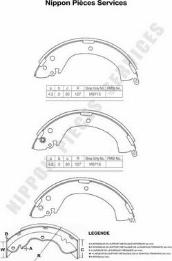 NPS M350I21 - Комплект тормозных колодок, барабанные autospares.lv