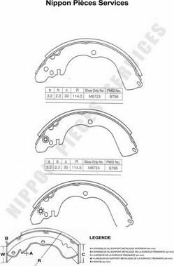 NPS M350I22 - Комплект тормозных колодок, барабанные autospares.lv