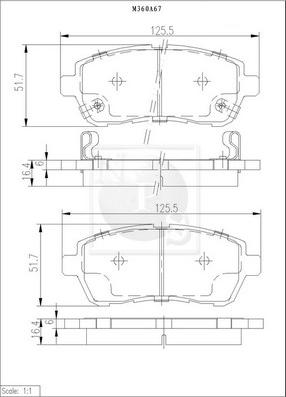 NPS M360A67 - Тормозные колодки, дисковые, комплект autospares.lv