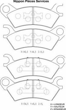 NPS M360A03 - Тормозные колодки, дисковые, комплект autospares.lv