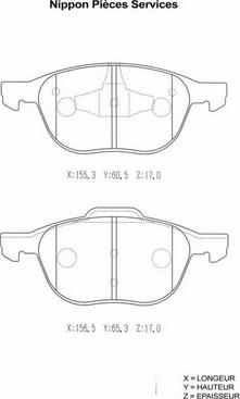 NPS M360A12 - Тормозные колодки, дисковые, комплект autospares.lv