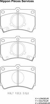 NPS M360A26 - Тормозные колодки, дисковые, комплект autospares.lv