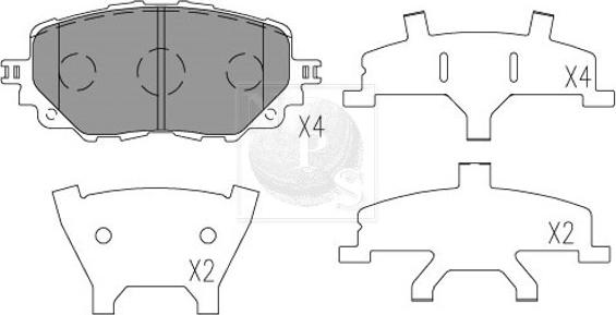 NPS M360A74 - Тормозные колодки, дисковые, комплект autospares.lv