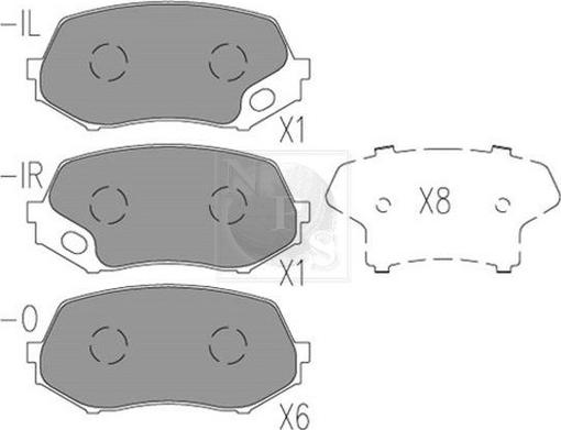 NPS M360I89 - Тормозные колодки, дисковые, комплект autospares.lv