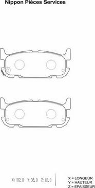 NPS M361A16 - Тормозные колодки, дисковые, комплект autospares.lv